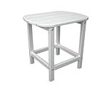 Polywood Outdoor Furniture 15 Inch Side Table, White-Recycled Plastic Materials